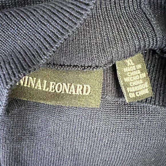 Nina Leonard Mock Neck Solid  Blue Sweater Dress Size XL - Picture 8 of 9